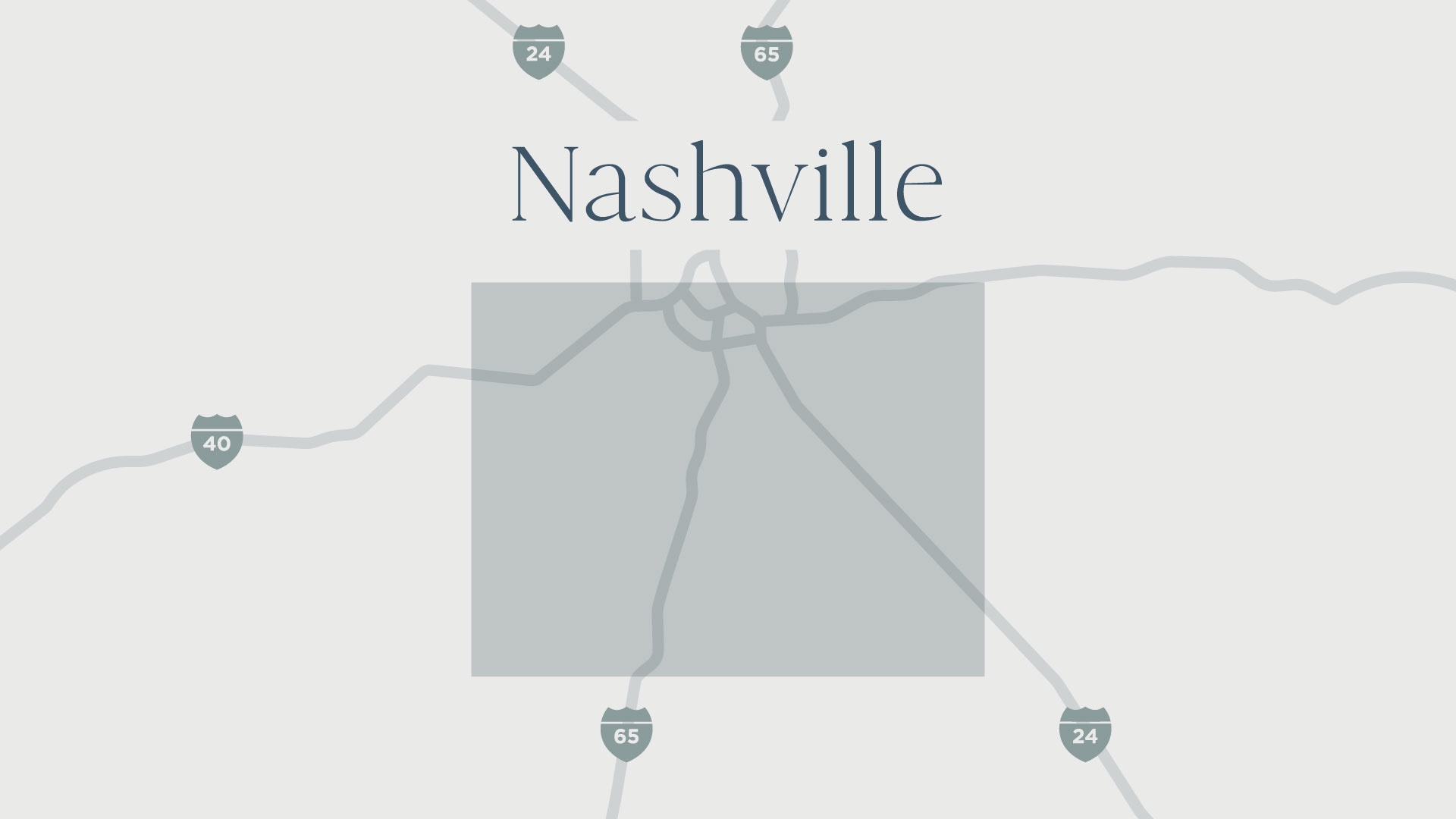 Stylized map of the Nashville area with interstate highway markers and a highlighted service region