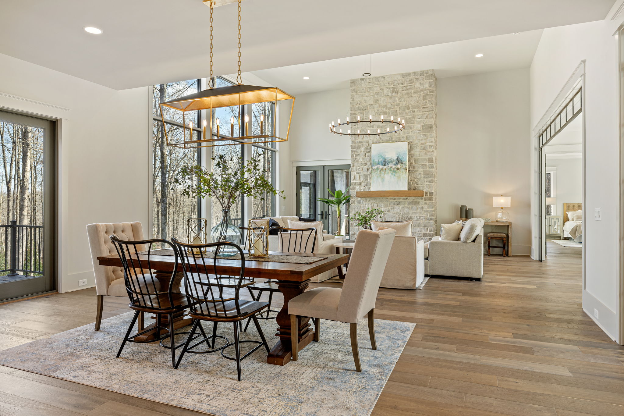 Dining table with view of family room